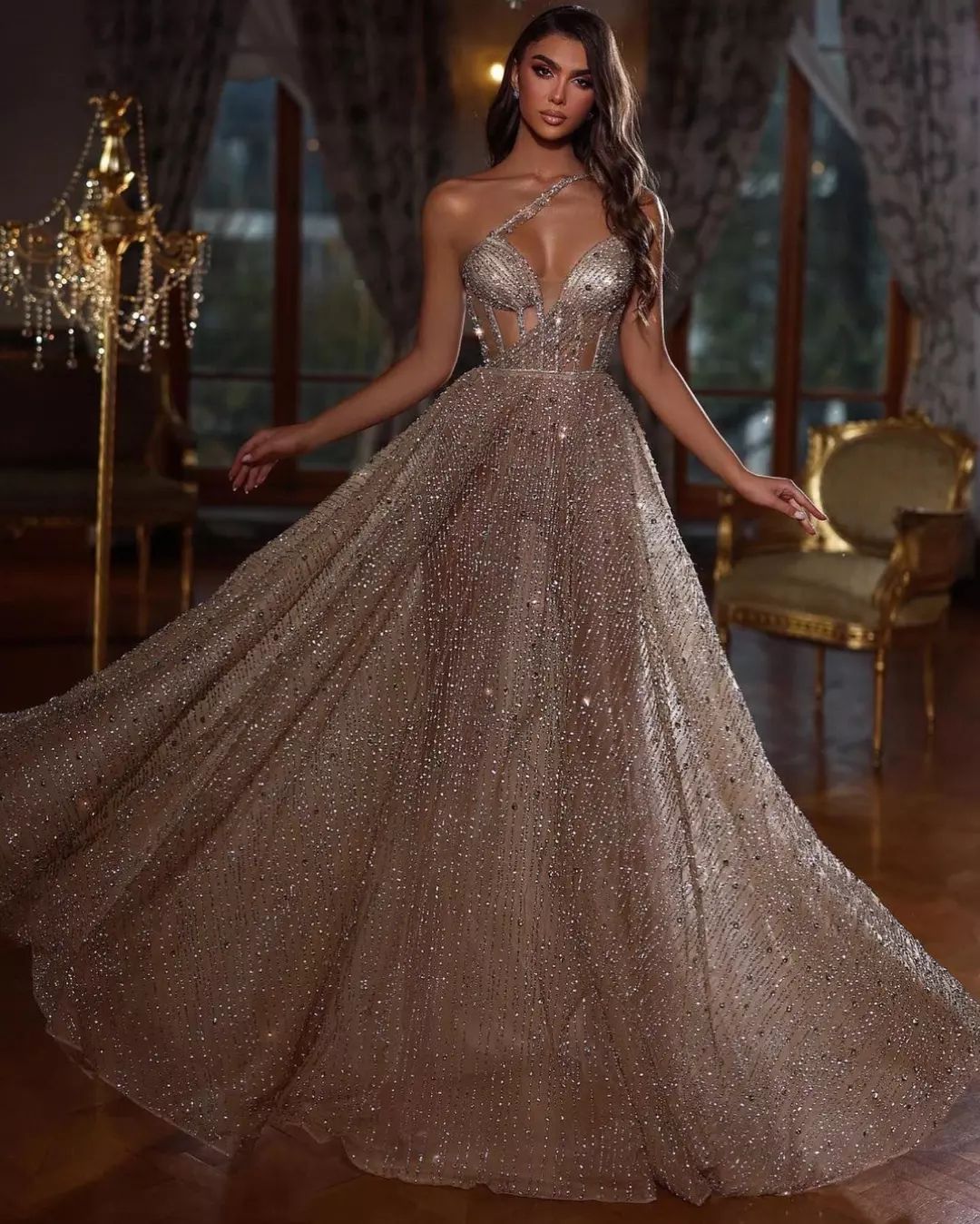 Elegant Sweetheart A-Line Long Tulle Prom Dress with Sequins-BallBride