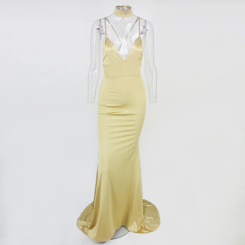 Elegant V-Neck Mermaid Prom Dresses Long Evening Gowns-BallBride
