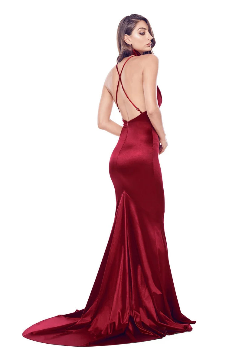 Elegant V-Neck Mermaid Prom Dresses Long Evening Gowns-BallBride