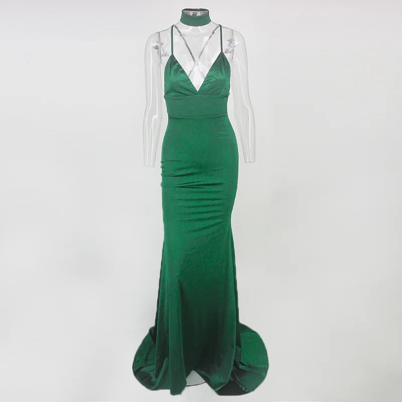 Elegant V-Neck Mermaid Prom Dresses Long Evening Gowns-BallBride