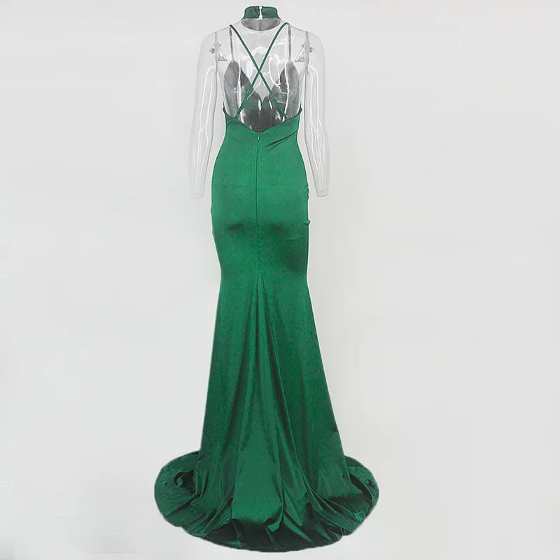 Elegant V-Neck Mermaid Prom Dresses Long Evening Gowns-BallBride