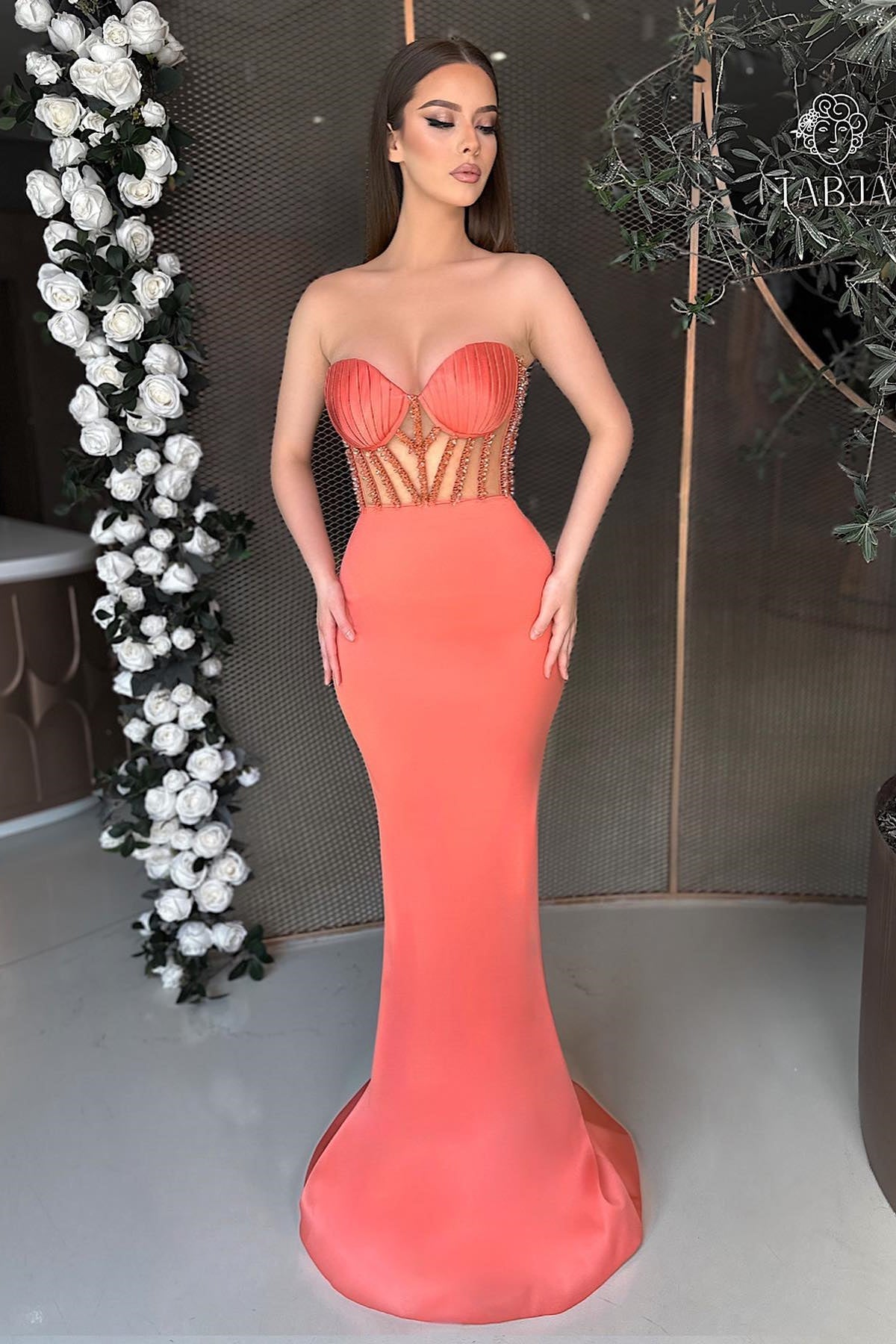 Fashion Sweetheart Sleeveless Mermaid Evening Dress With Beadings-BallBride