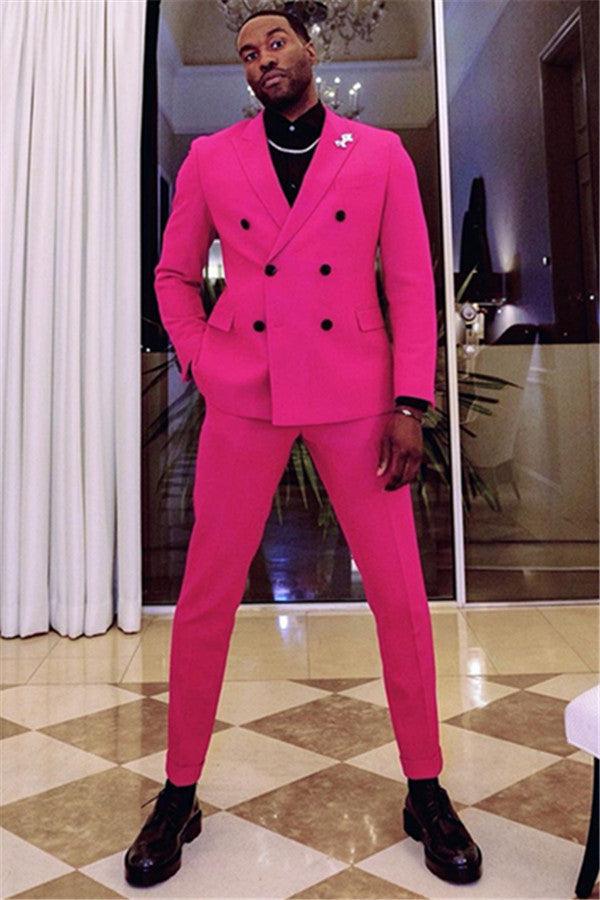 Fuchsia Peaked Lapel Ring Bearer Outfits With Two Breasted Online ¡§C Newest Edition-BallBride