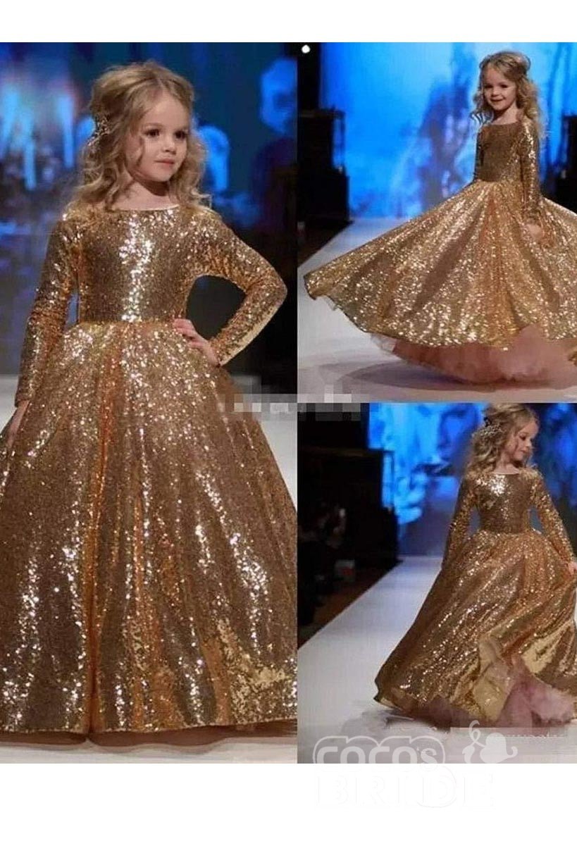 Glamorous Golden Scoop Neck Princess Dress-BallBride