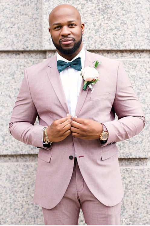 Glamorous Pink Men's Suits for Weddings with Notched Lapel-BallBride