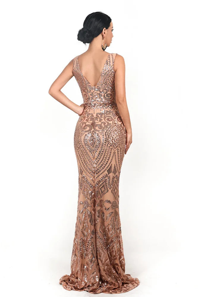 Glamorous Sleeveless Mermaid Long Evening Dress With Sequins Online-BallBride