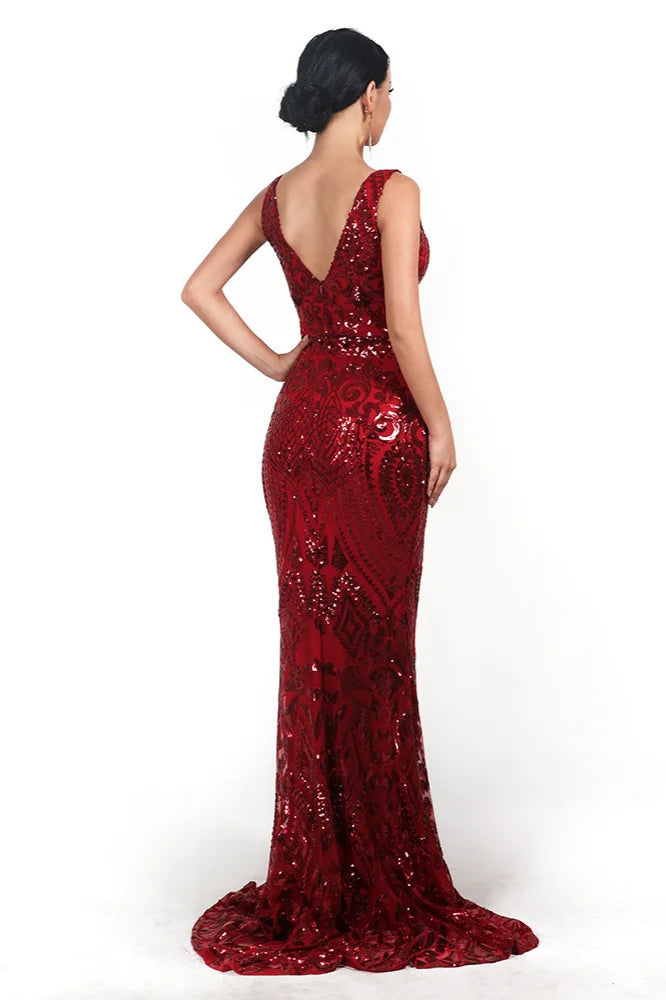Glamorous Sleeveless Mermaid Long Evening Dress With Sequins Online-BallBride