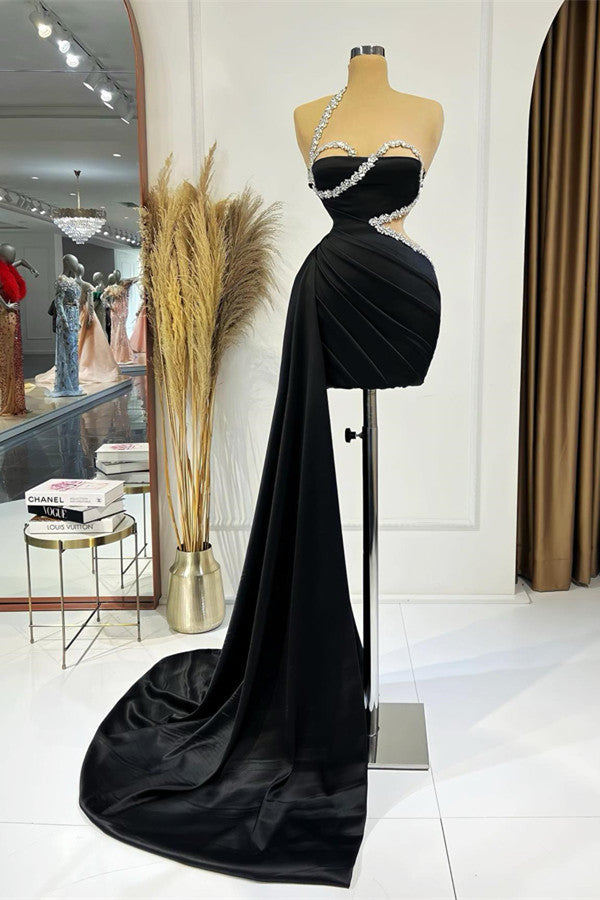 Gorgeous Black Sleeveless Prom Dress with Beadings & Ruffles On Sale-BallBride