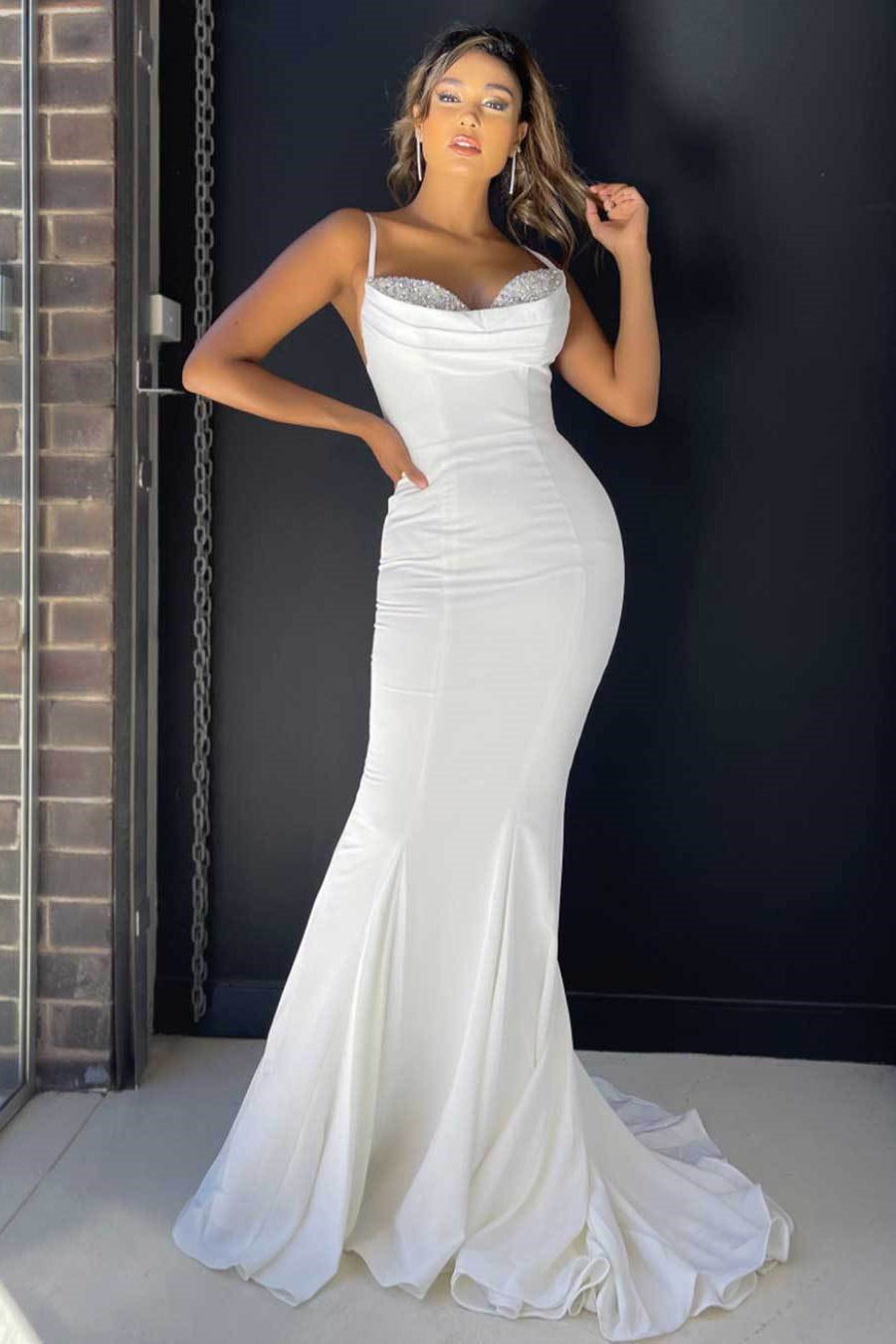 Gorgeous Mermaid Prom Dress with Spaghetti-Straps and Beadings-BallBride