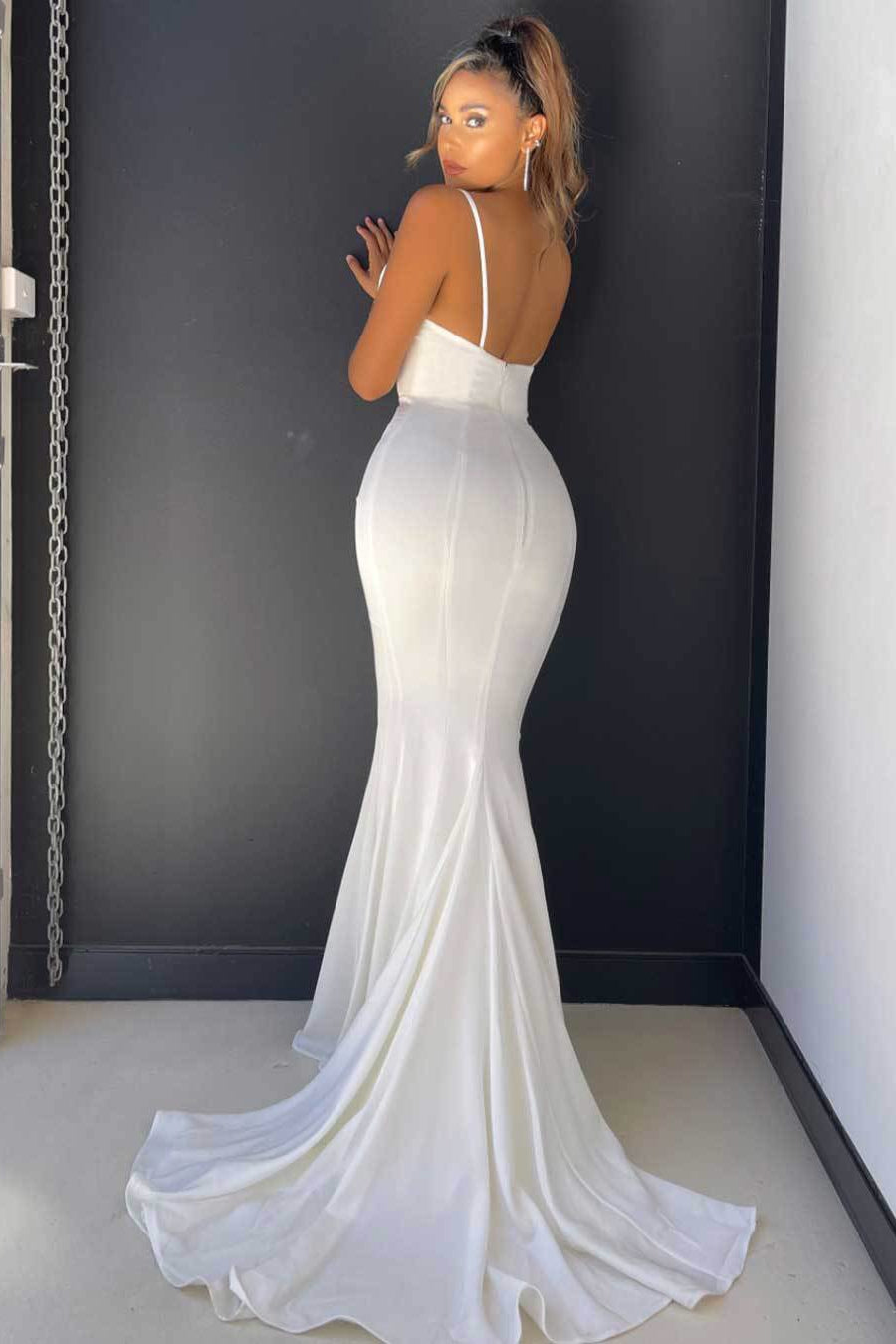 Gorgeous Mermaid Prom Dress with Spaghetti-Straps and Beadings-BallBride