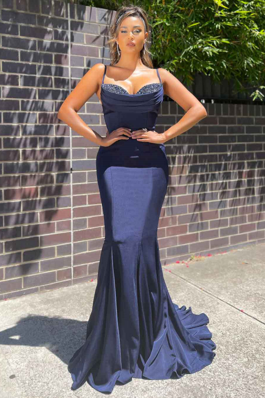 Gorgeous Mermaid Prom Dress with Spaghetti-Straps and Beadings-BallBride