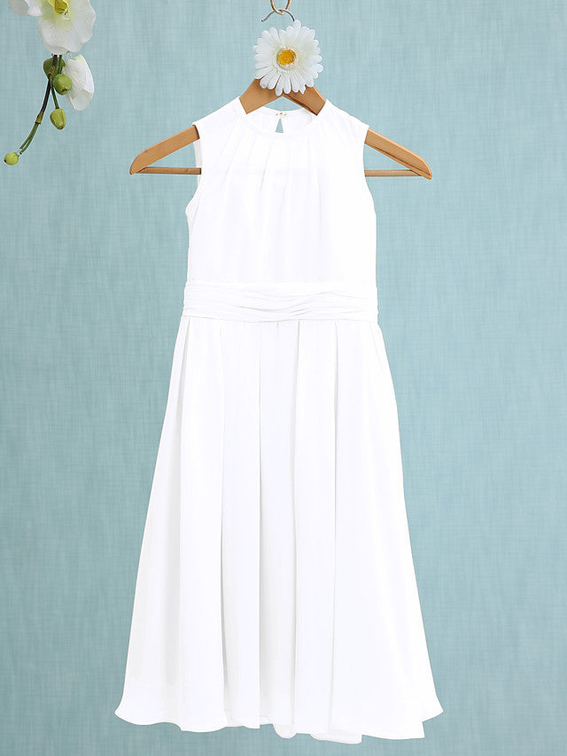 Jewel Sleeveless Knee Length Flower Girl Dress with Tulle-BallBride