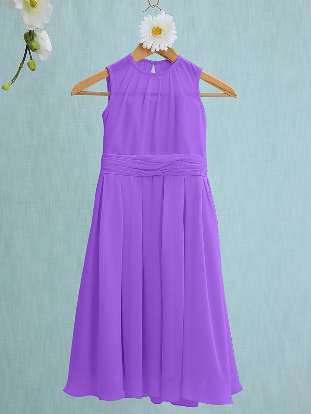 Jewel Sleeveless Knee Length Flower Girl Dress with Tulle-BallBride