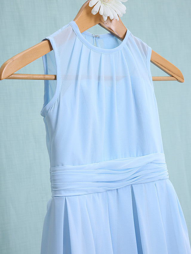 Jewel Sleeveless Knee Length Flower Girl Dress with Tulle-BallBride