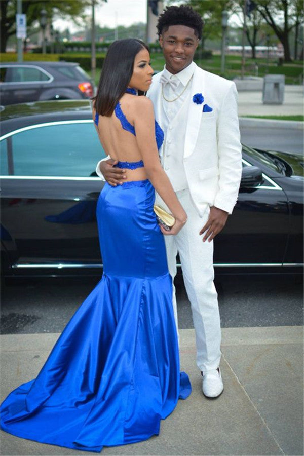 Look Stylish at Any Prom with Chic 3 Piece White Attire for Guys with Shawl Lapel-BallBride