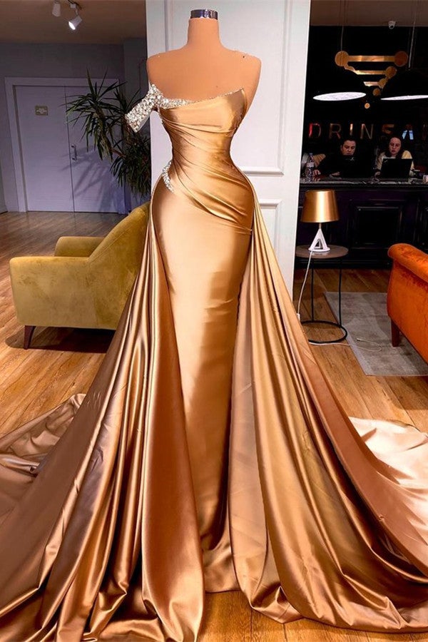 Mermaid Overskirt Prom Dress with Off-the-Shoulder Style-BallBride