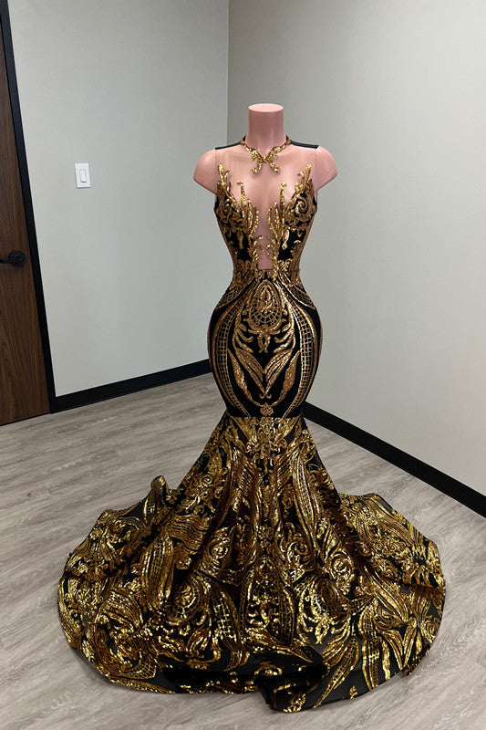 Mermaid Prom Dress with Laser Light & Crew Neck Sleeveless Court-BallBride