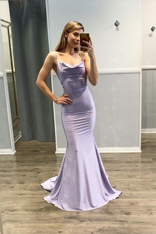 Mermaid Spaghetti-Straps Light Purple Prom Dress-BallBride