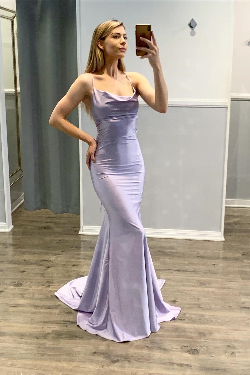 Mermaid Spaghetti-Straps Light Purple Prom Dress-BallBride