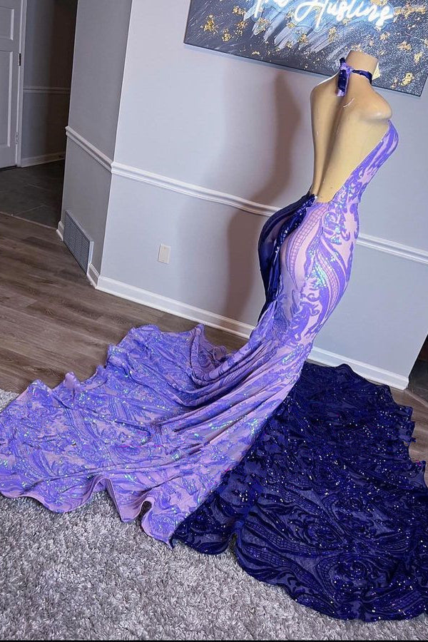 Mix-Color Lace Sleeveless Mermaid Prom Dress-BallBride