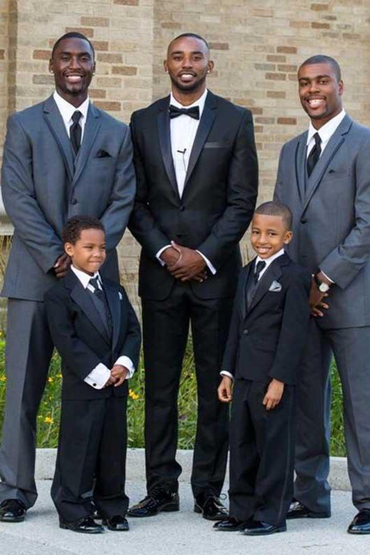 Modern Black Two Piece Silk Notched Lapel Wedding Suit For Men-BallBride