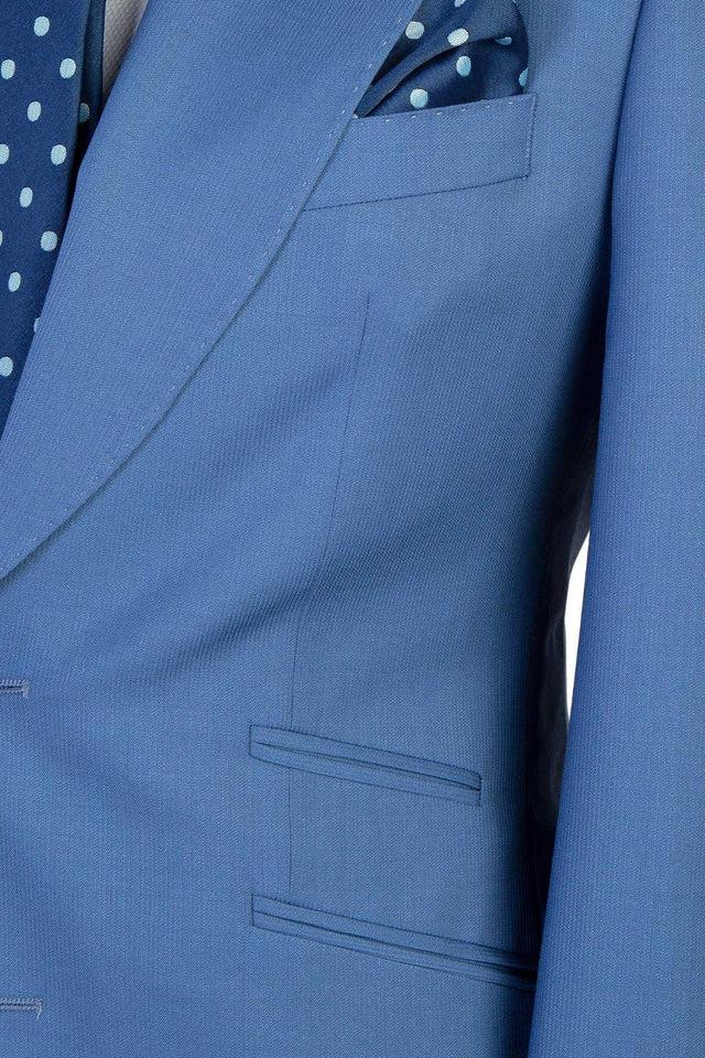 Modern Blue 3-piece Peaked Lapel Men Suit - Business Look-BallBride