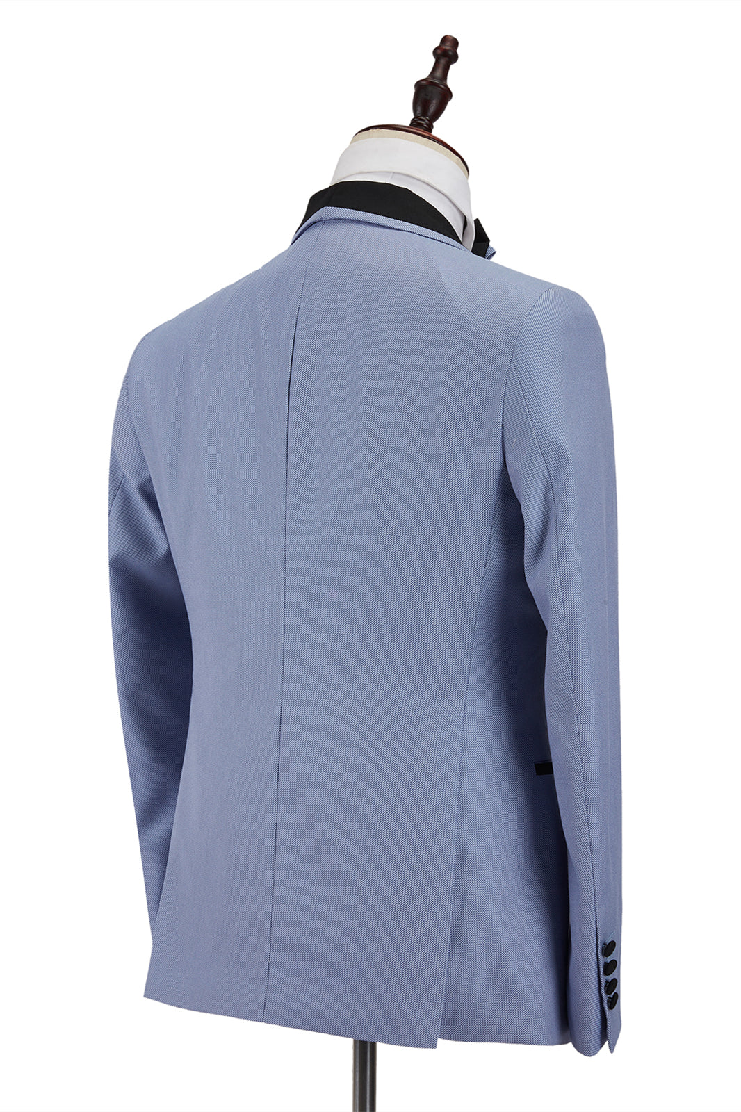 Modern Light Blue Stitching Black Shawl Lapel One Button Men's Formal Suit For Wedding Prom-BallBride