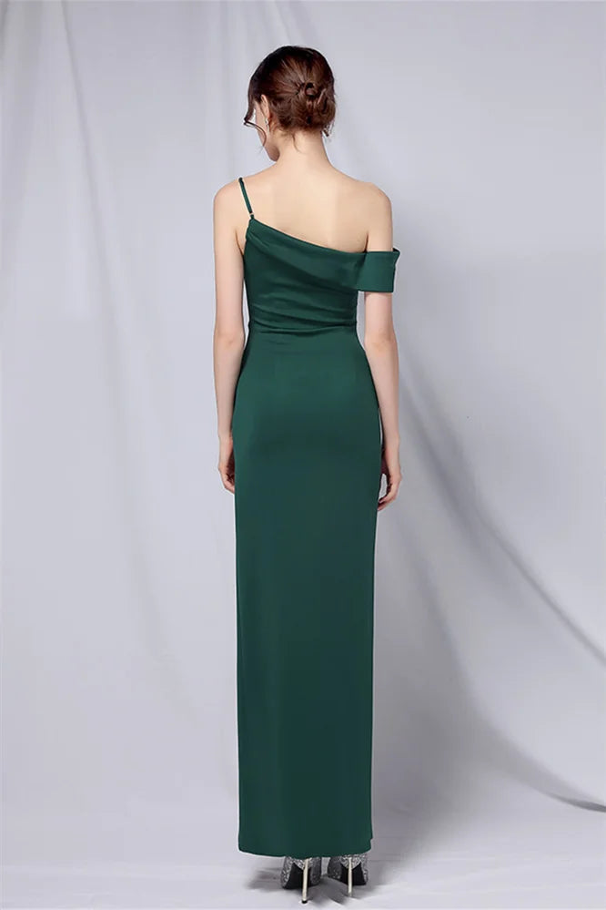 Modern Off-the-Shoulder Front Slit Evening Dress Long Pleated-BallBride