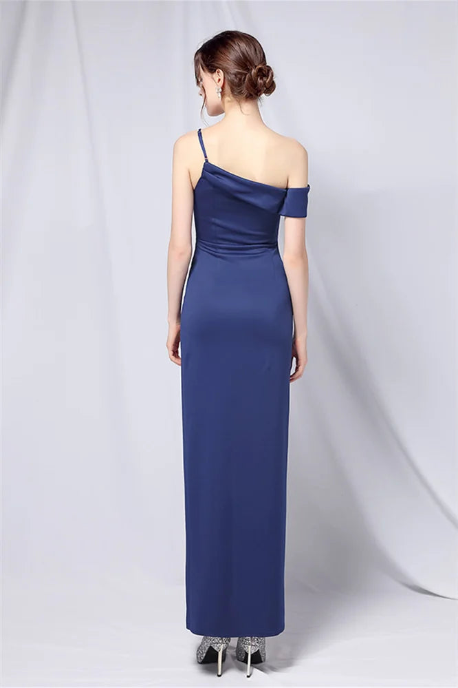 Modern Off-the-Shoulder Front Slit Evening Dress Long Pleated-BallBride
