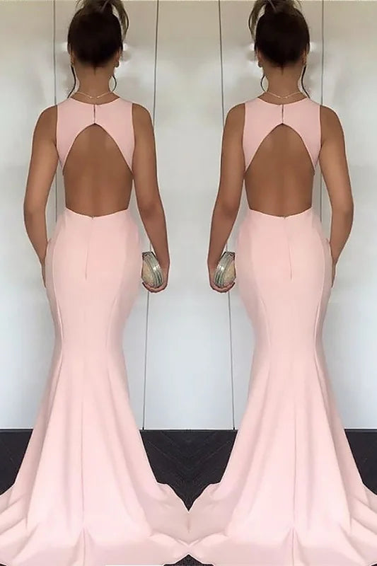 Modern Pink Mermaid Long Evening Dress Sleeveless-BallBride