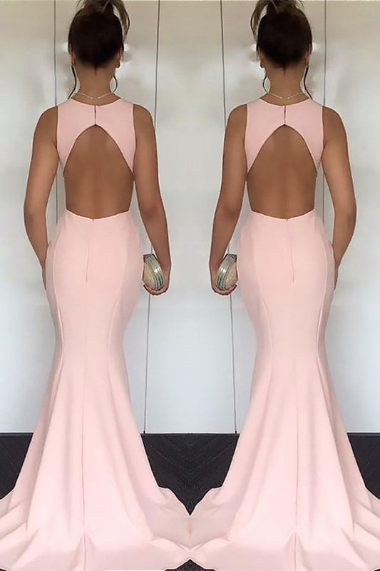 Modern Pink Mermaid Long Evening Dress with Sleeveless Style-BallBride