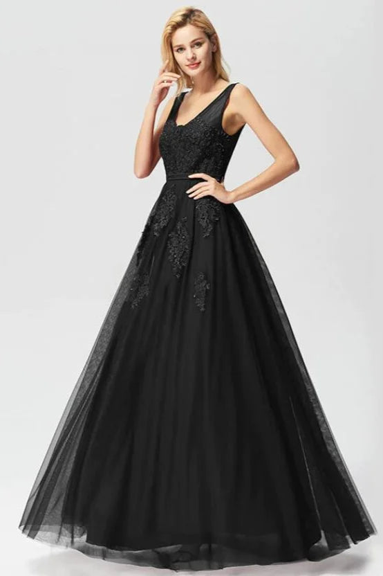 New Arrival Sleeveless Lace Appliques Long Evening Prom Dress Online-BallBride