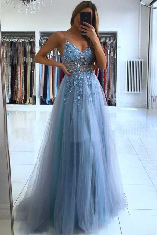 On Sale: Stunning Beadings Long Prom Dress with Spaghetti-Straps and Split-BallBride