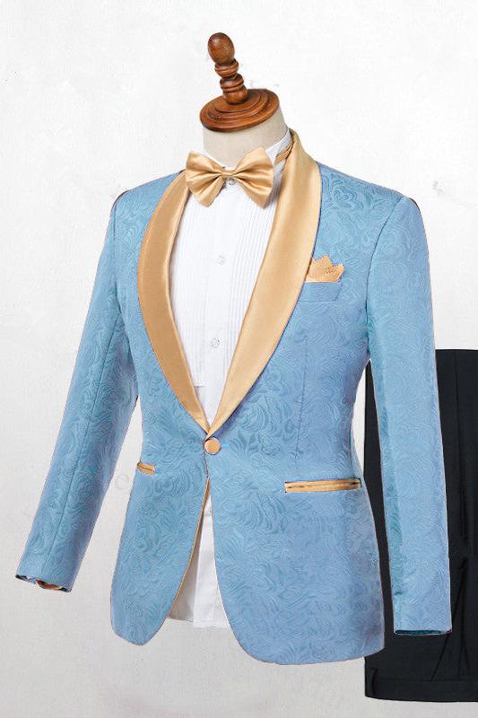 One-Button Blue Lapel Fit Shawl Wedding Suit for Men's Party-BallBride