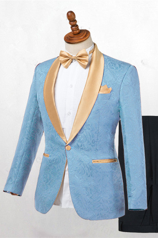 One-Button Blue Lapel Fit Shawl Wedding Suit for Men's Party-BallBride