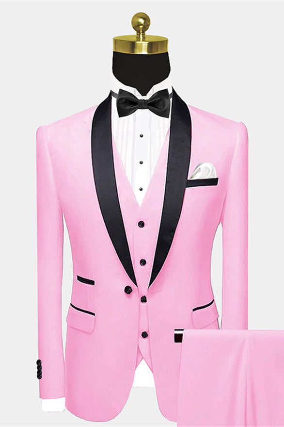 Pink Lapel Shawl for Men's Wedding Prom Party-BallBride