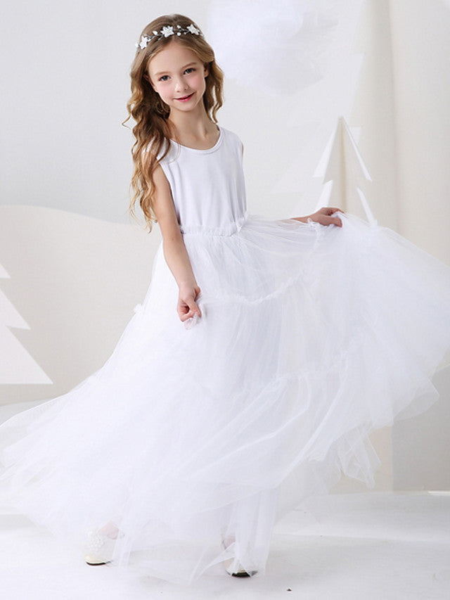 Polyester Ball Gown Sleeveless Dress with Jewel Flower Print for Girls-BallBride