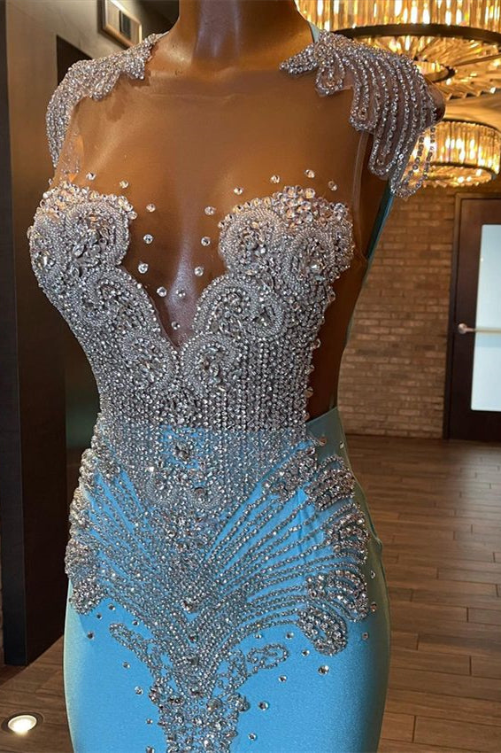 Pool Sleeveless Mermaid Prom Dress with Beading-BallBride