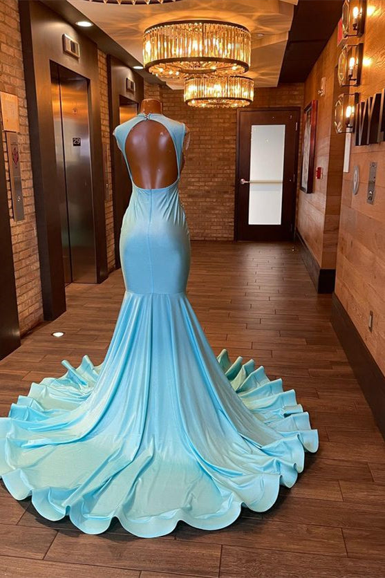 Pool Sleeveless Mermaid Prom Dress with Beading-BallBride