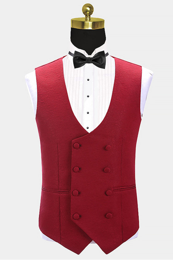 Red 3 Piece Fashion Style Wedding Grooms Suit by Abbas-BallBride