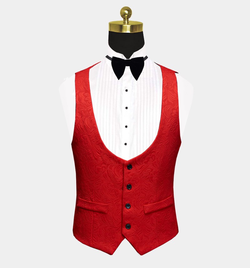 Red Floral Men's Wear: Black Lapel Three Pieces Prince Suit for Groom-BallBride