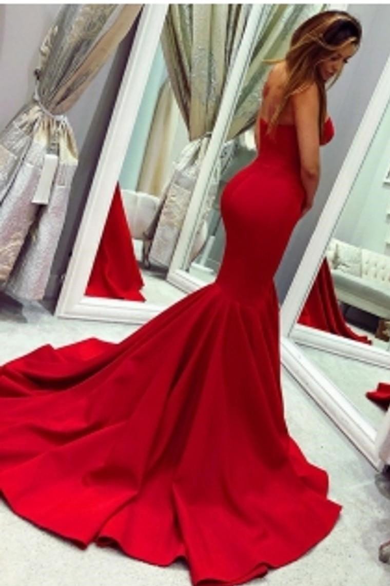 Red Mermaid Sweetheart Long Evening Dress-BallBride