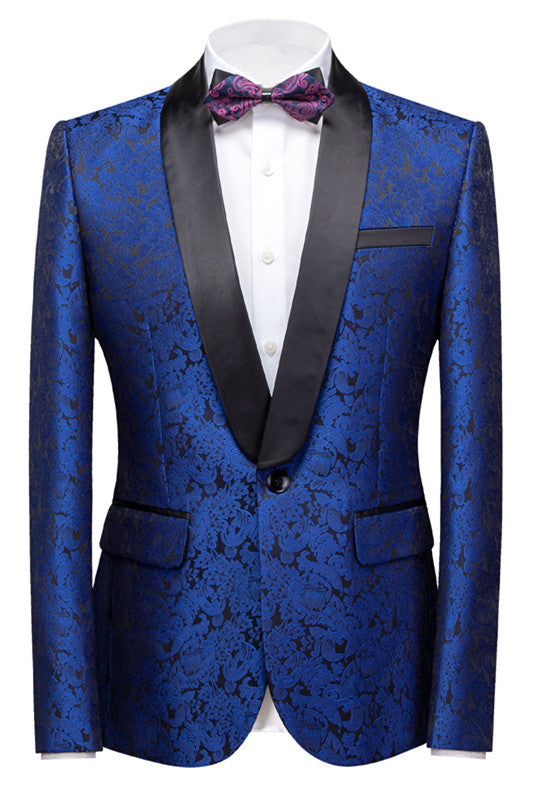 Royal Blue Slim Fit Tuxedo With Shawl Lapel for Weddings-BallBride