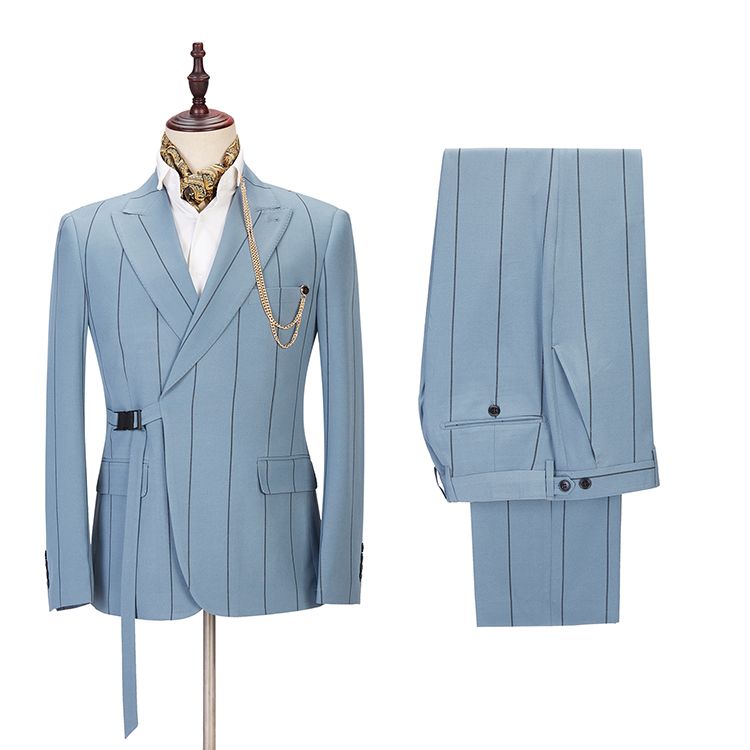 Sale on Men's Wearhouse Striped Peaked Lapel Wedding Suits-BallBride