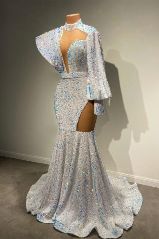 Sequined Mermaid Long Sleeves Prom Dress-BallBride