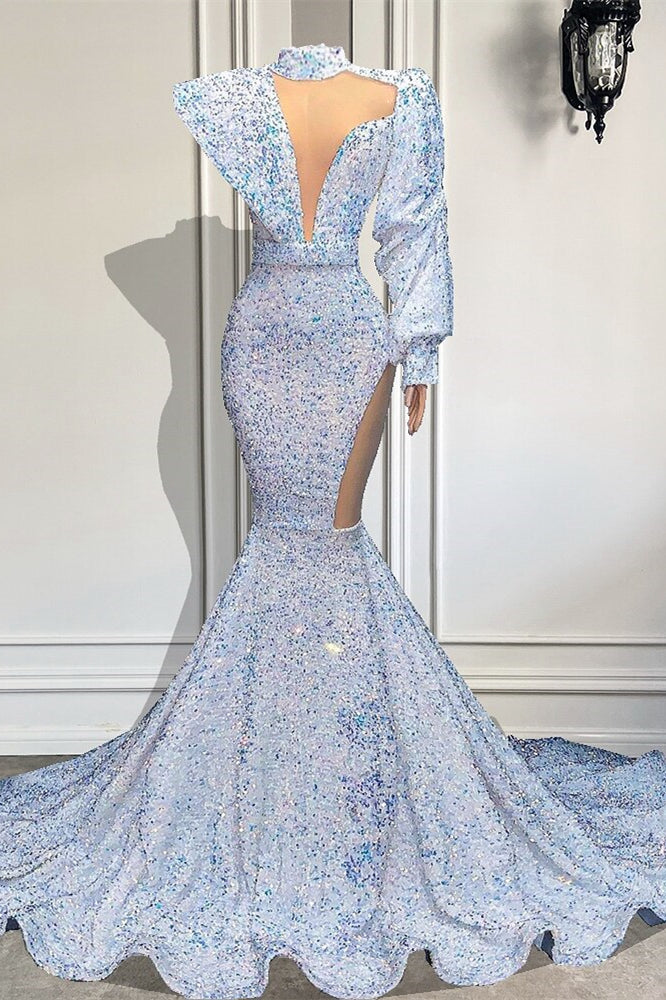 Sequined Mermaid Long Sleeves Prom Dress-BallBride