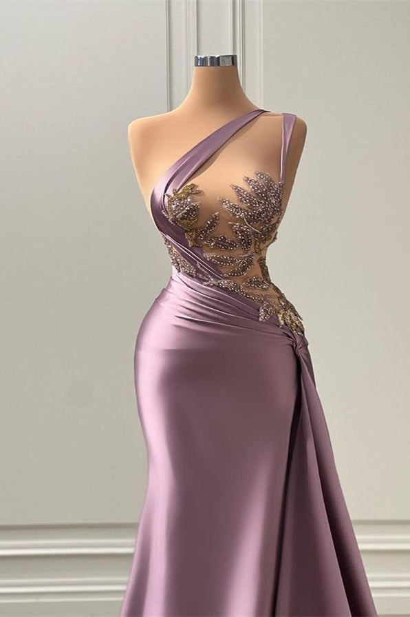 Sexy Purple Mermaid One-Shoulder Prom Dress-BallBride