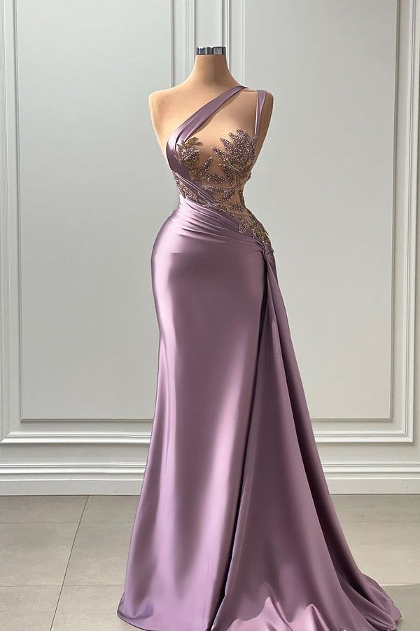 Sexy Purple Mermaid One-Shoulder Prom Dress-BallBride