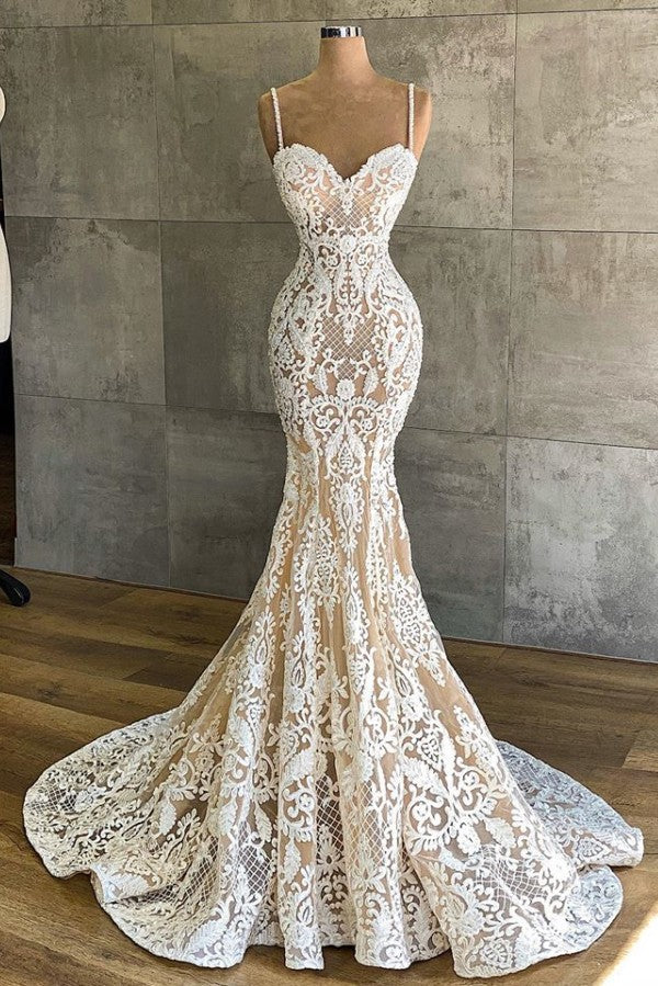 Sexy Sweetheart Mermaid Wedding Dress with Appliques Lace-BallBride