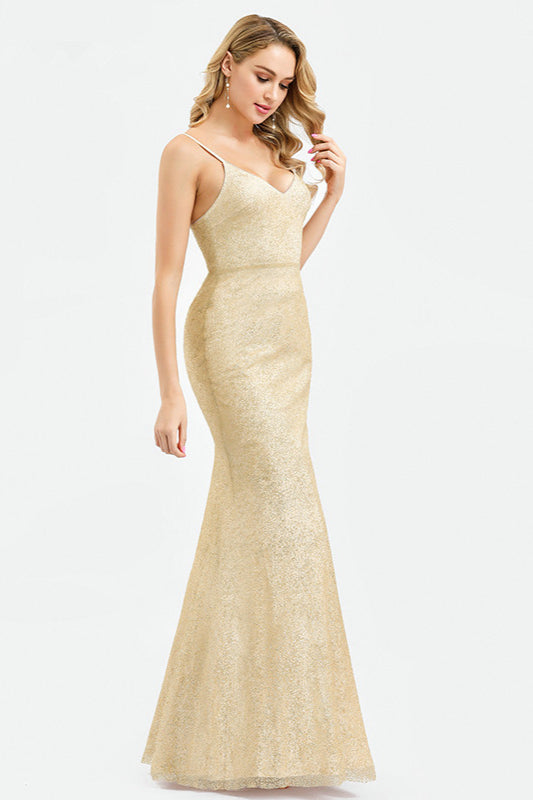 Shine in Chic Gold Mermaid Prom Dress-BallBride